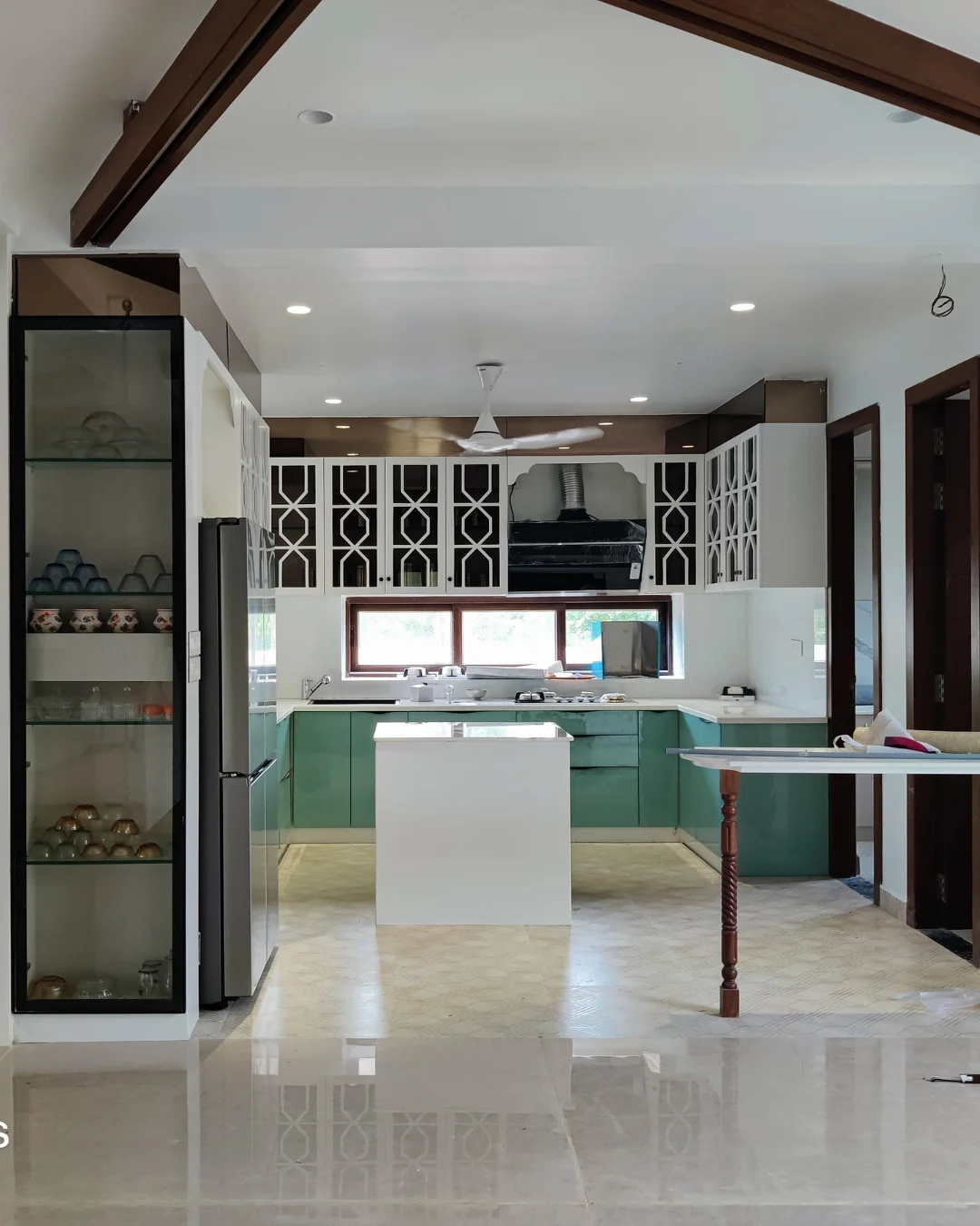 Contemporary modular kitchen in the Nizamabad villa